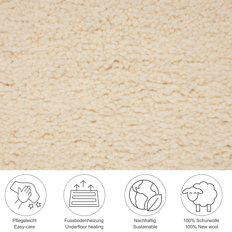 Handmade Berber Wool Rug In Cream, Rectangle 250 x 300 cm