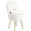 Tabouret de coiffeuse avec rangement, dossier rabattable, revêtement en fausse fourrure, blanc, petit modèle-61738701