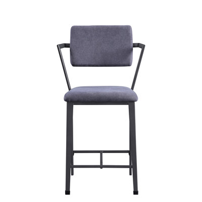 Cargo Gray Fabric & Gunmetal Finish Counter Height Chair (Set Of 2)