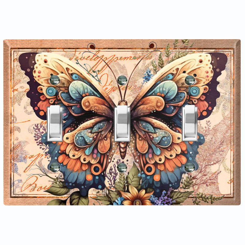Copper Rust Patina Teal Print 3 - Gang Toggle Light Switch Standard Wall Plate