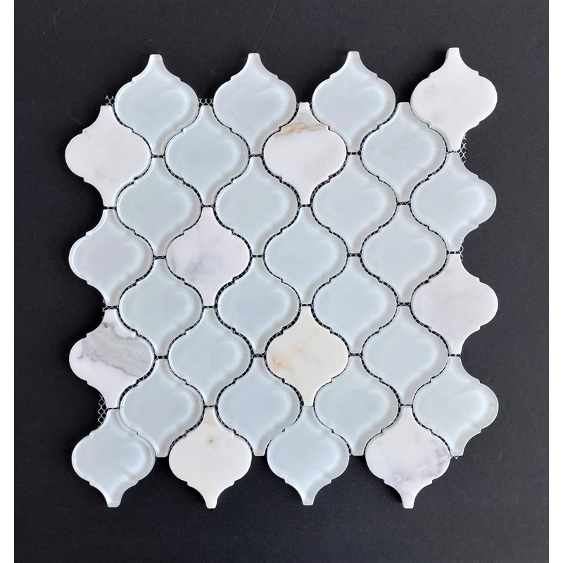 2.5" x 3" Arabesque Mosaic Wall Tile, Calacatta Gold