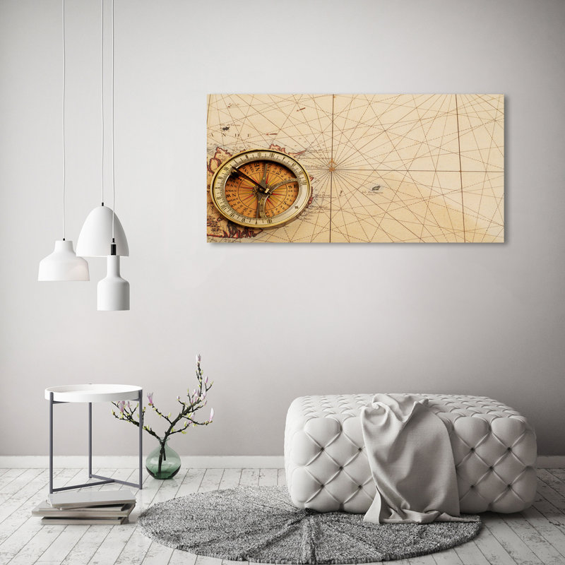 Compass On The Map - Wrapped Canvas Print