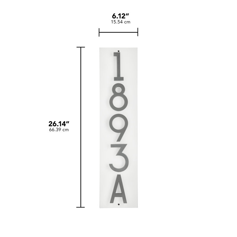 Signe vertical flottant à 5 chiffres, chiffres blancs / argentés modernes, Oui