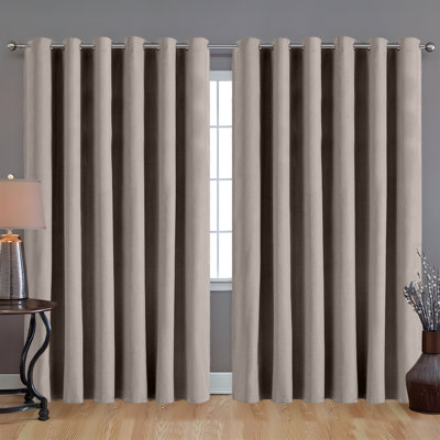 Linen 100% Blackout Eyelet Ring Top Readymade Curtain for Window & Doors 2 Panel 