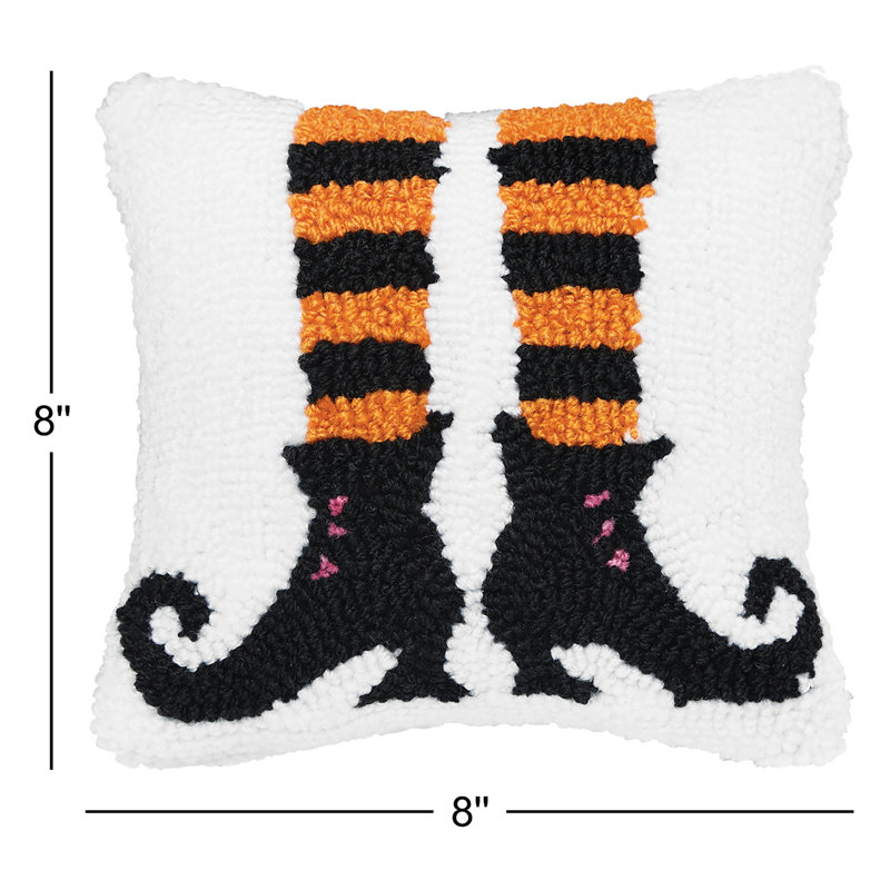Witch Shoes Halloween Hooked Throw Pillow, Witch Shoes