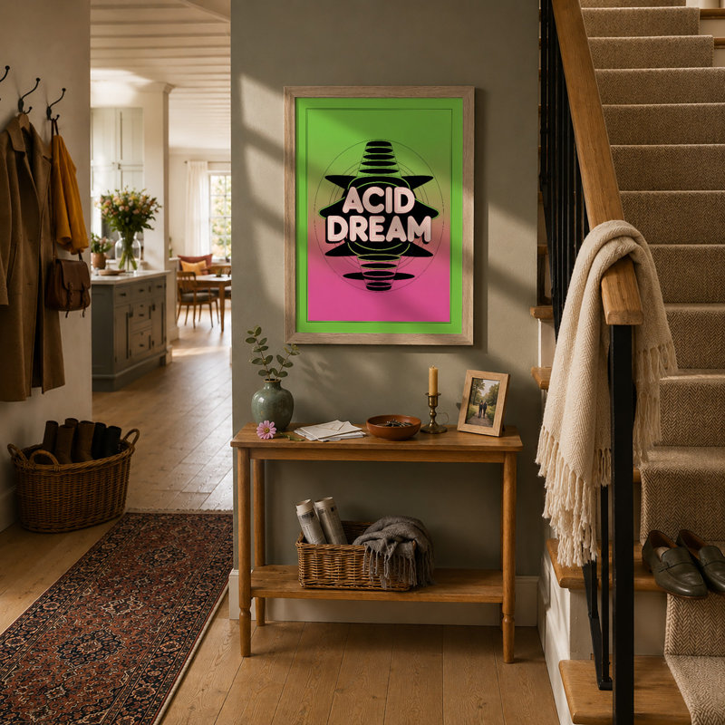 Acid Dream Retro - Framed Print, A1 - 84.1 x 59.4 cm, Oak