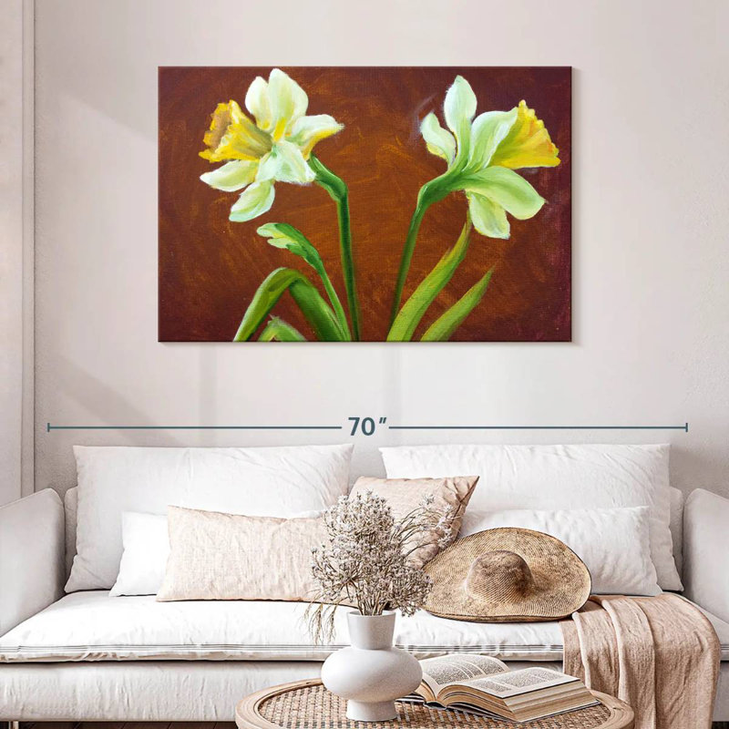 Harnek Narcissus Flowers Painting, 30" H x 45" W