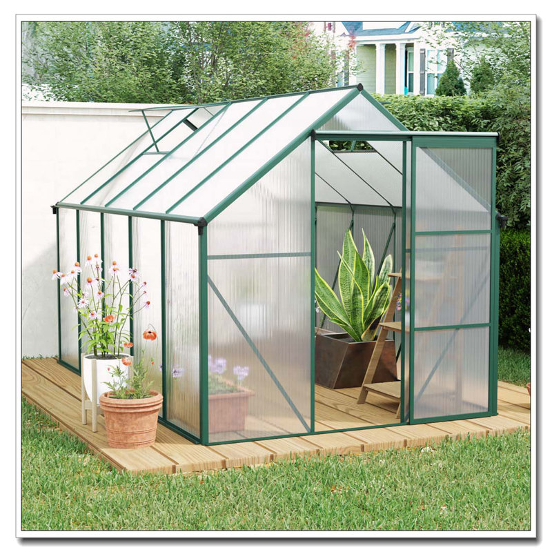 Serre en polycarbonate surélevée 6X10FT, Vert