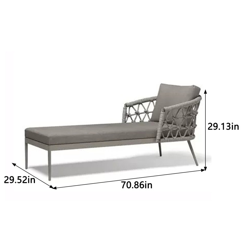 Chaise longue d'extérieur en tissu imperméable avec cadre en aluminium