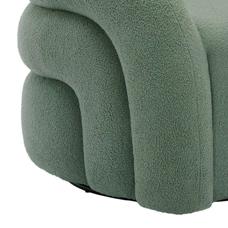 Fauteuil demi-tonneau pivotant rembourré Aunna, Mélange de polyester vert