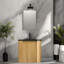 Meuble-lavabo moderne à faible encombrement, lavabo en résine, grain de bois noir, utilisation en coin
