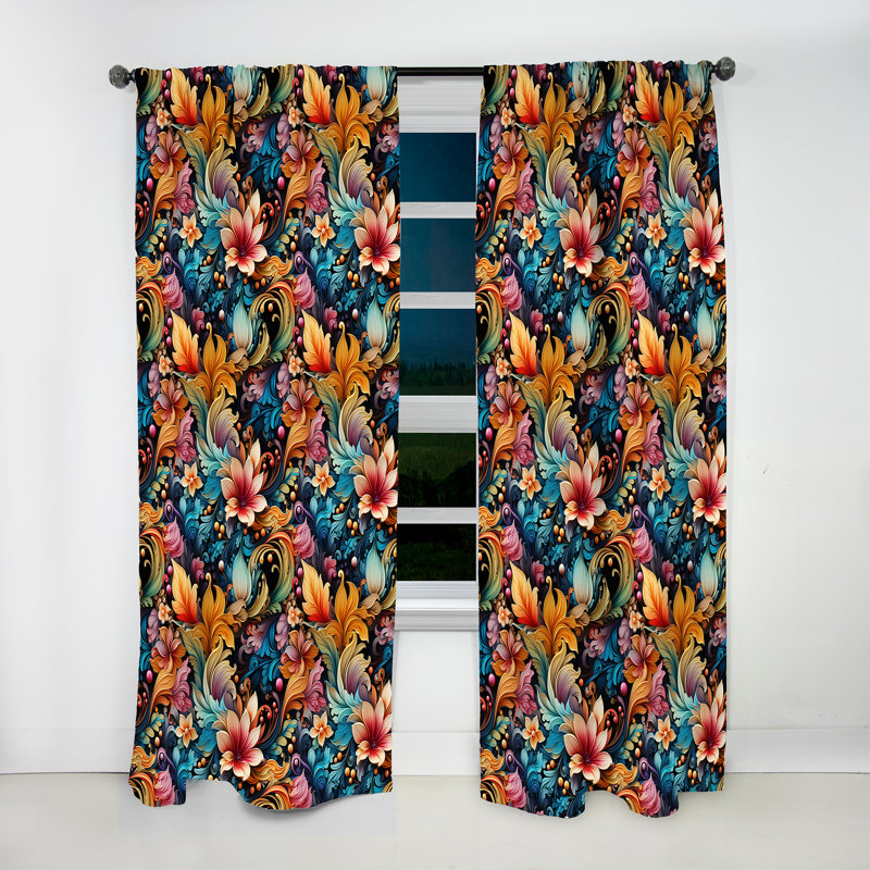 Motif cachemire bohémien Rhapsody V - rideau glamour - obscurcissant velours - 1 panneau, L 52 po x L 63 po