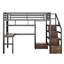 Lit mezzanine double avec lumière DEL et station de charge, lit mezzanine avec bureau et garde-robe pour enfants-630854428