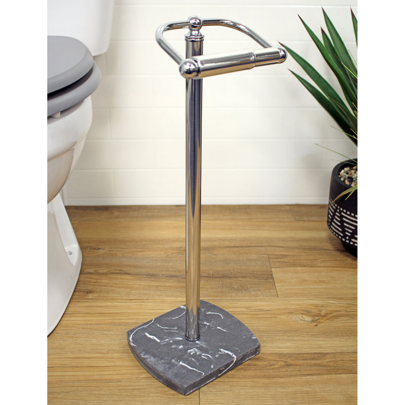 Cvetko Free Standing Toilet Paper Holder, Grey