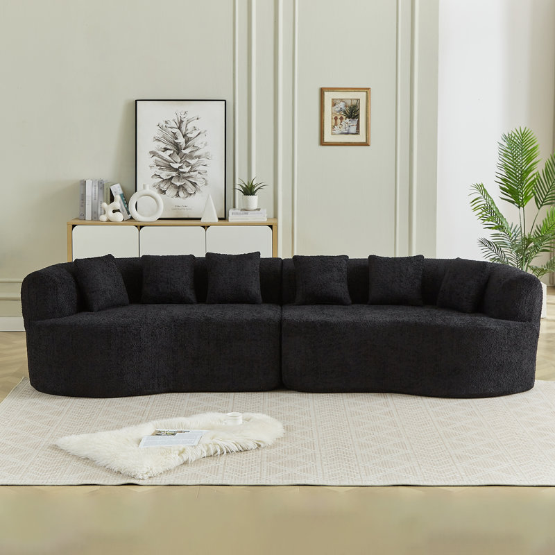 Canapé modulaire incurvé Curved, Chenille - noir