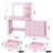 61" Make up Vanity Desk with Mirror and Lights, Pink Vanity with 8 Wide Storage Drawers & 2 Tier Shelves, 3 Lighting Modes with Adjustable Brightness for Bedroom-1199346661