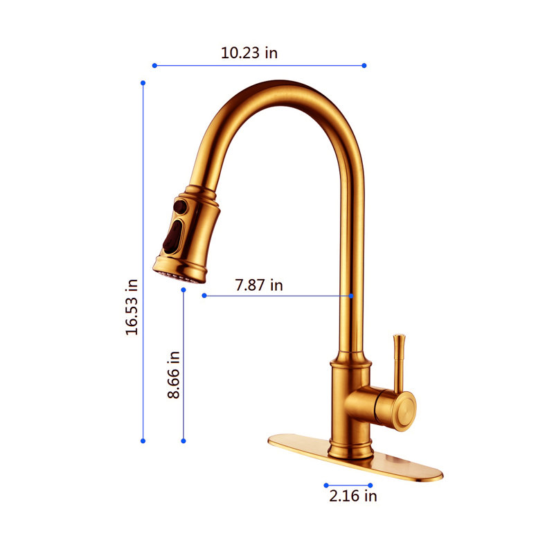 Senbabe SBD3-W-92851557 Pull Out Touch Kitchen Faucet,  Gold