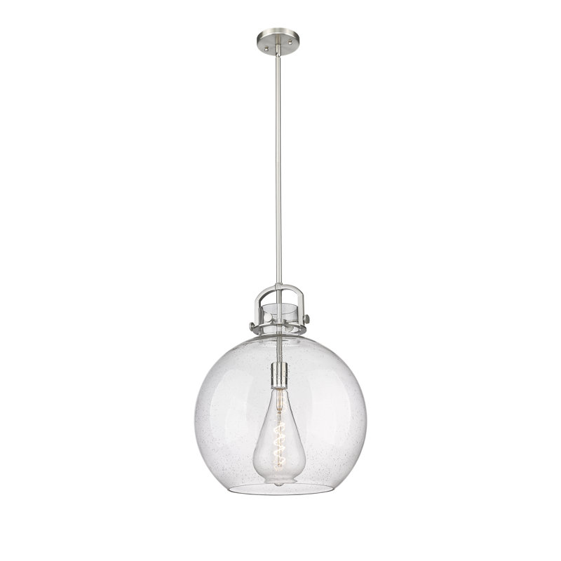 Luminaire suspendu à 1 tige Sligo, Grainé, H 19,5 po x l 16 po x P 16 po, Nickel satiné
