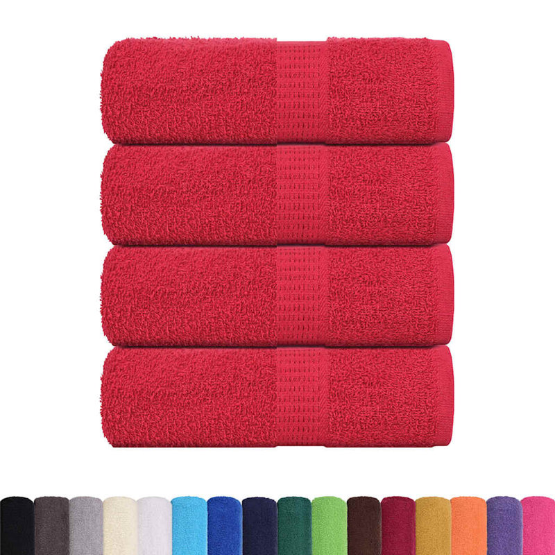 Sawiki 100% Cotton Bath Towels, Red, Hand Towel - 4 Pack
