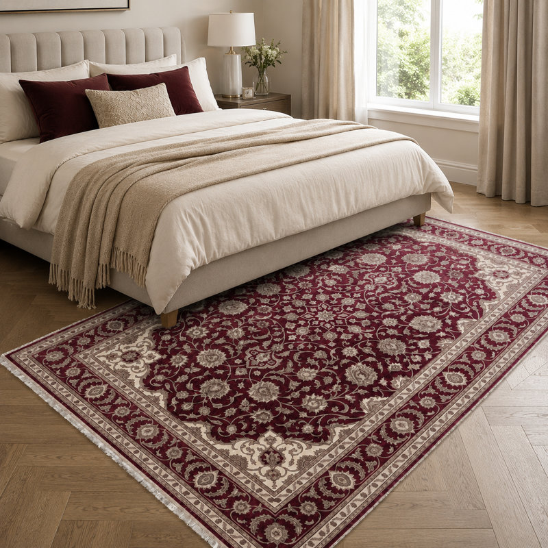 Floral Cotton and Chenille Flatweave Area Rug, 60 x 100 cm