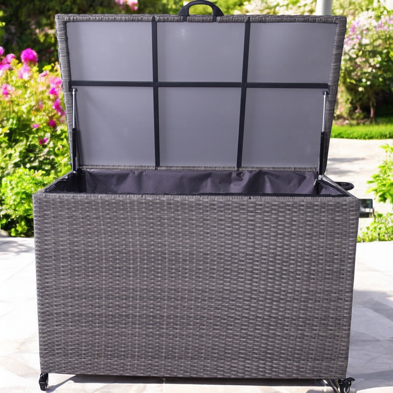 Royalcraft Storage 120cm W 510L Wicker Deck Box with Wheels, Grey