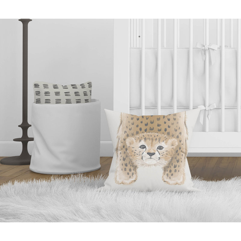 Lil Lying Leopard Ivory Pillow, 18" H x 18" W