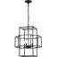 Lanterne industrielle noire matte en métal à 4 branches - hauteur réglable pour la salle à manger, le couloir, le vestibule, le vestibule