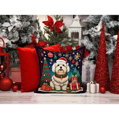 1117_Coton De Tulear Christmas Fabric Decorative Pillow