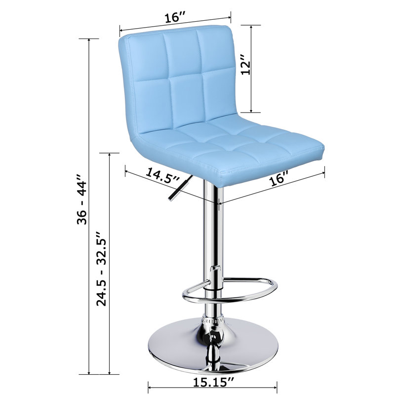 Ludmil Swivel Adjustable Height 32.5" Bar Stool, Blue, 2