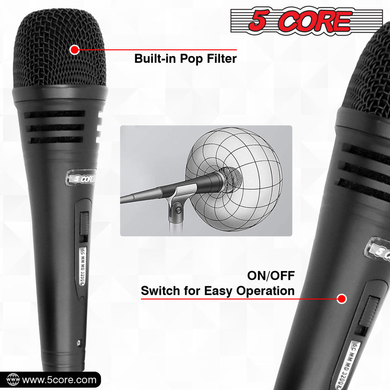 5 Core Mic Karaoke Dynamic Handheld XLR Microphone Professional Vocal Recording Live Stage Singing