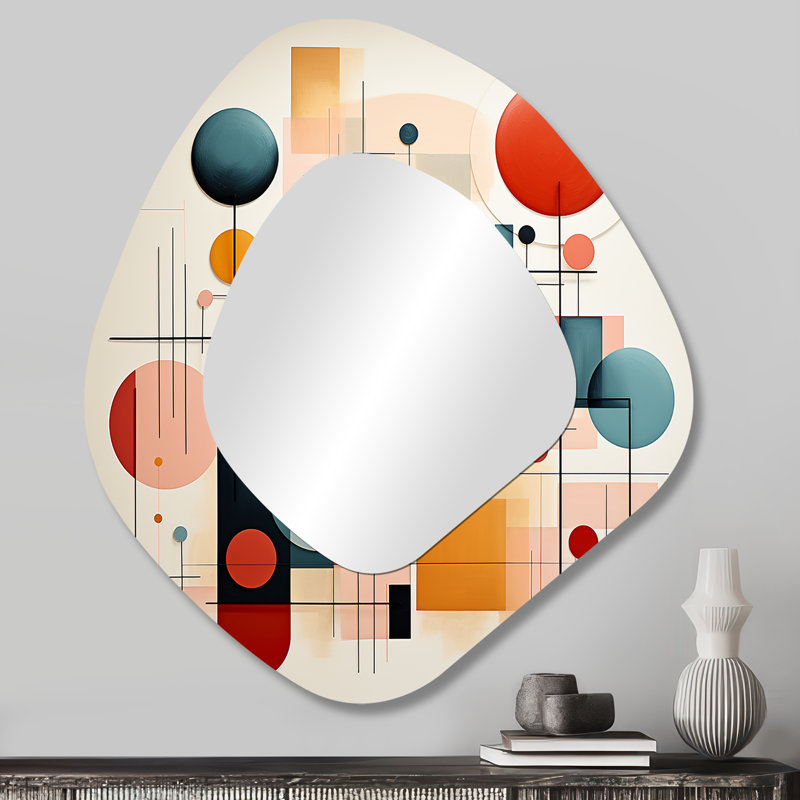 Miroir mural asymétrique de forme carrée Honn Midcentury, 28 po x 25 po