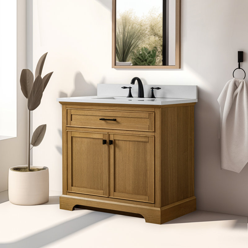 Ensemble de meuble-lavabo simple 36 po Arruda, Chêne, Noir, noir, noir, noir