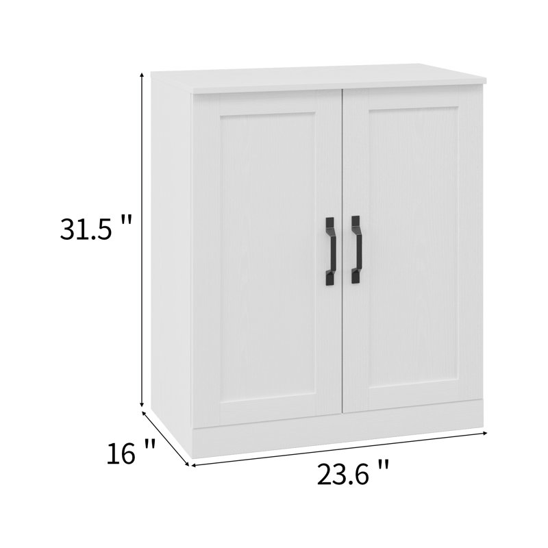 Reidy 23.6" Wide 2-Door Accent Cabinet with Shaker Doors, Modern Farmhouse White Storage Chest for Kitchen, Entryway and Living Room