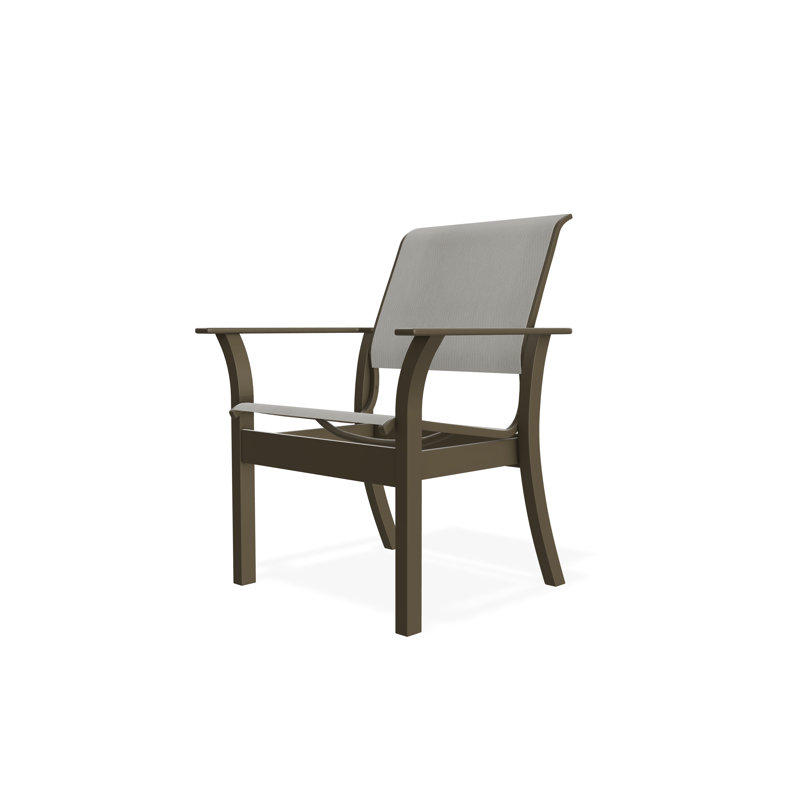 Chaise de café empilable en polymère de qualité marine Leeward Sling, Bois de plage, Huître Augustine