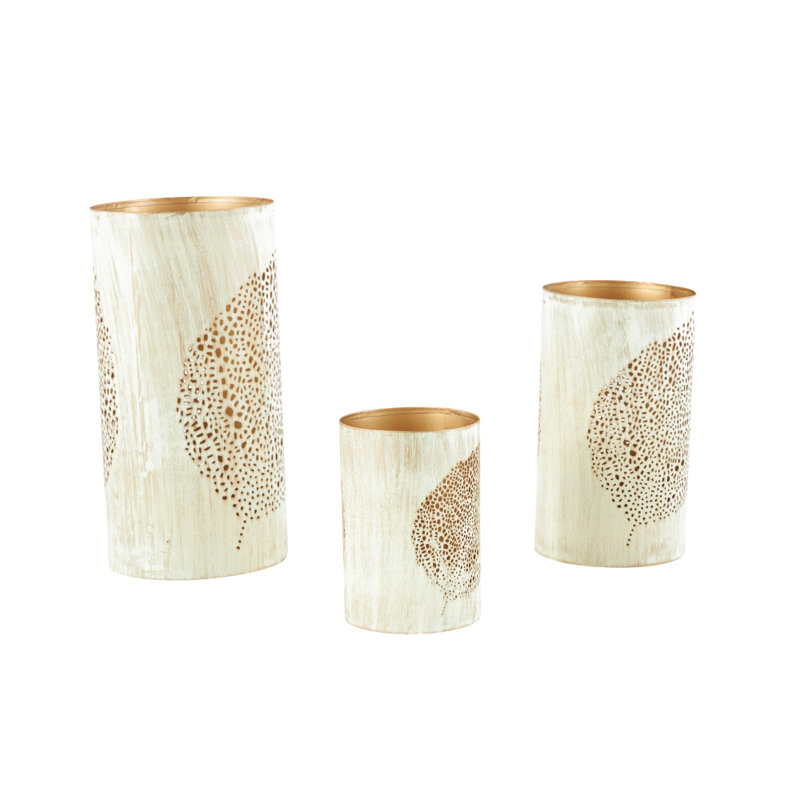 Ensemble de votives en fer de style bohème, Crème