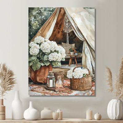 Boho Hydrangeas par The Boho Tent III - Hydrangea, impression murale sur métal