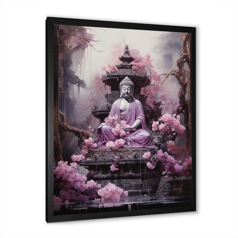Berenika Pink Buddhism Buddhist Chant - impression, H 20 po x l 12 po x P 1 po, Cadre photo noir