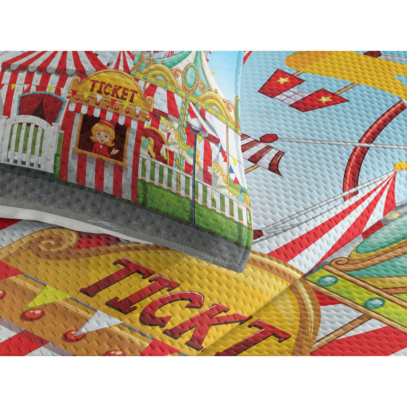 Circus Polyester Coverlet, King Bedspread + 2 Shams