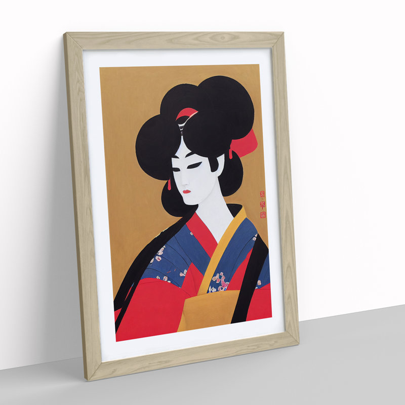 Artistic Geisha No.1 - Wall Art, 46cm H x 34cm W, Oak Framed