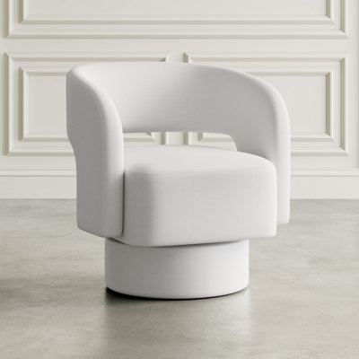 Jurate Mid-Century Modern Upholstered Split-Back Curved Sculpture Swivel Accent Chair