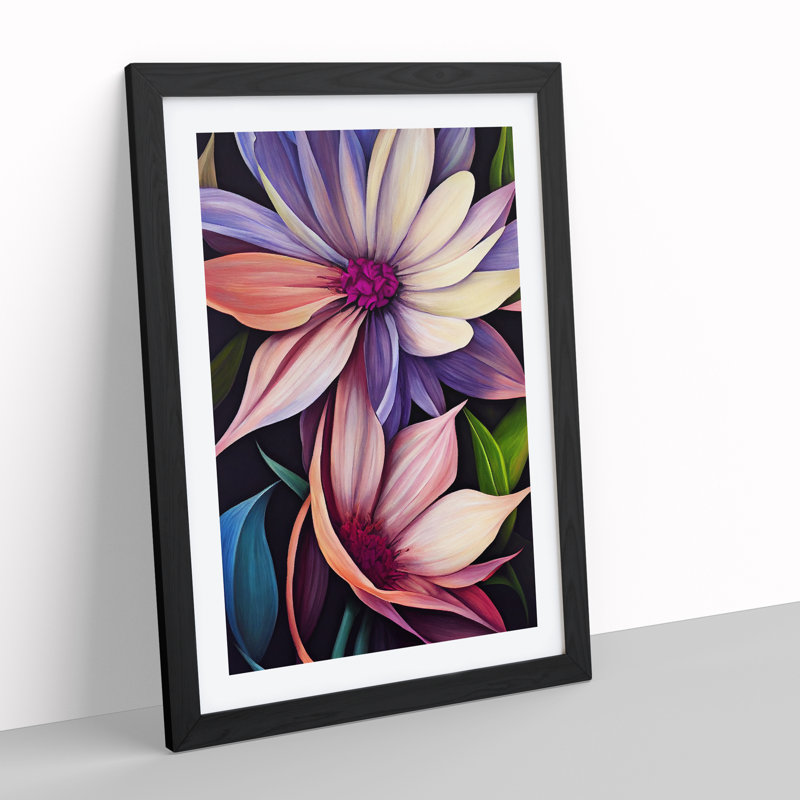 Engaging Flowers 1 Piece Single Picture Frame Wall Art, 64cm H x 46cm W x 2cm D, Black