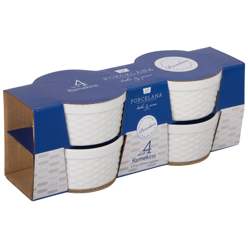 Home Essentials And Beyond Round Ceramic 4 Piece Ramekin / Soufflé Dish Bakeware Set