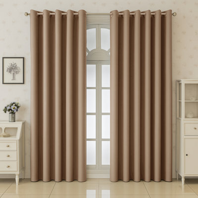 Aspire Homeware 100% Polyester Room Darkening Blackout Eyelet Curtains (Set Of 2)