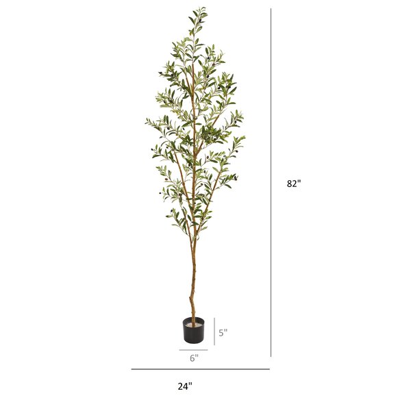Charlton Home® 82'' Faux Olive Tree Tree in Planter & Reviews | Wayfair