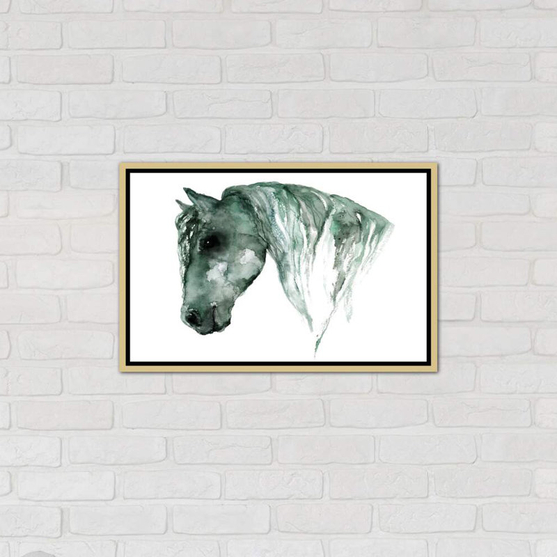 Art du cheval, H 40 po x l 26 po x P 1,5 po, Toile encadrée d'or
