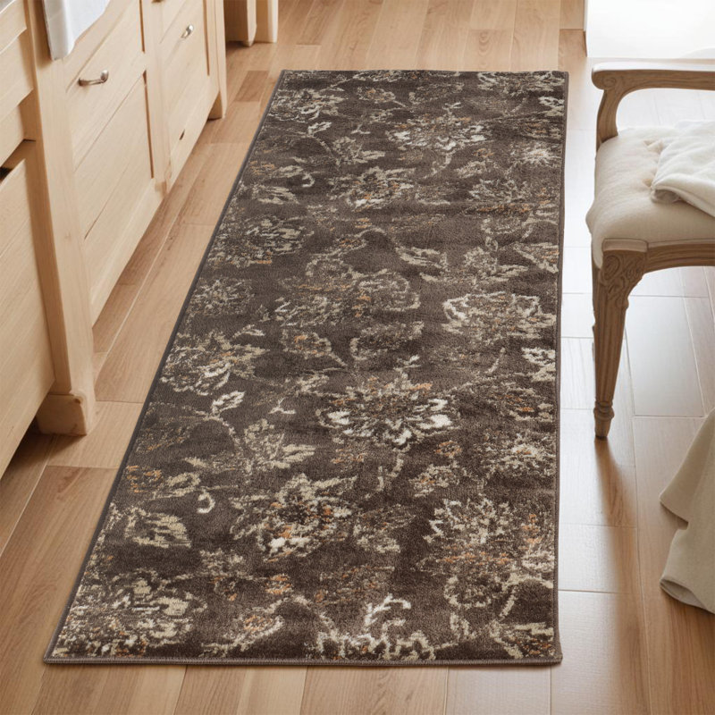 Tapis de couloir intérieur floral, Tapis de couloir 2 pi 7 po x 12 pi