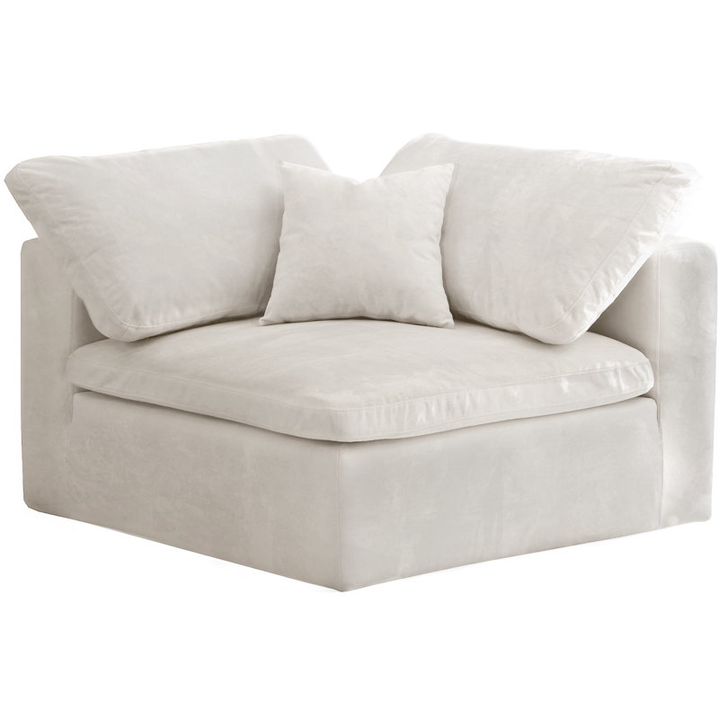 Fauteuil en velours et demi Cozy, Velours crème
