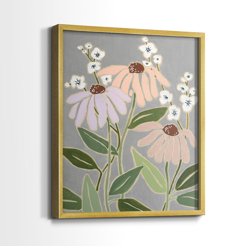 Impression sur bois à motif floral I-Premium - prêt à accrocher - aucun clou requis, Doré, H 21 po x l 34 po