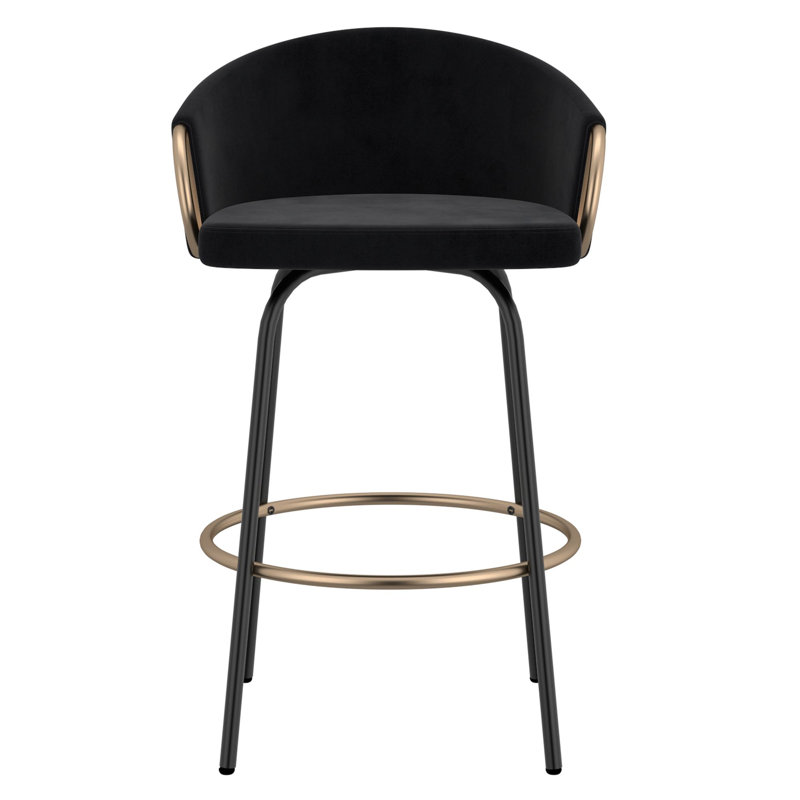 Ensemble de 2 tabourets de comptoir 26 "Alan, noir et or Alan, Noir