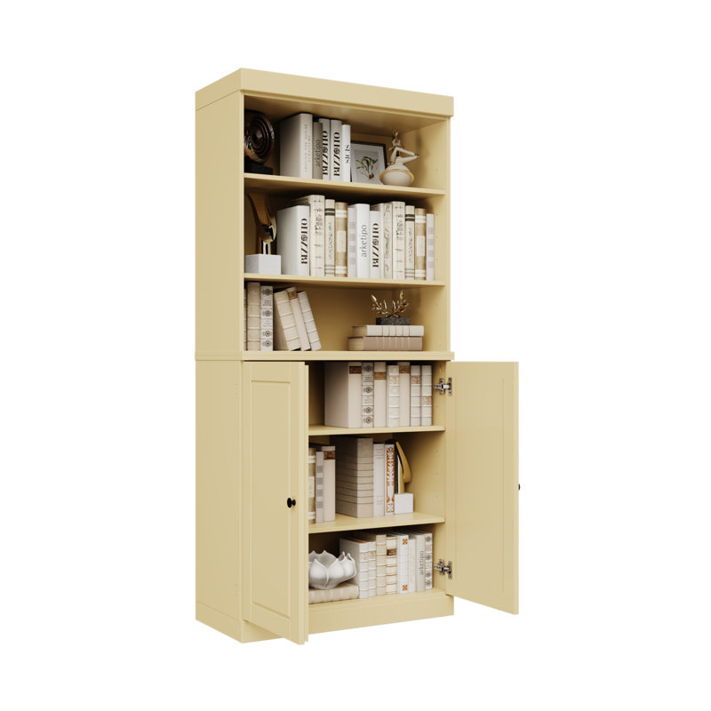 Victorya Palace Imports 100% Solid Wood 6-Shelf Bookcase, Raised Panel Doors, Adjustable Shelves, 32" Wide, 71.5" Tall